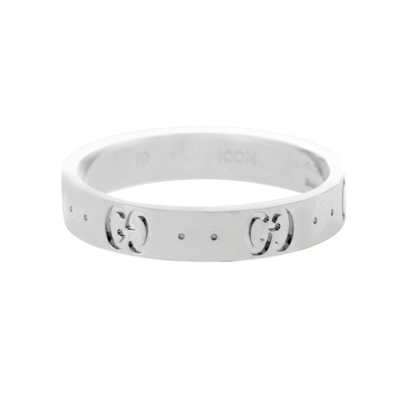 Gucci Icon Logo 18k White Gold 6 Mm Wide Ring - Picture 1 of 6